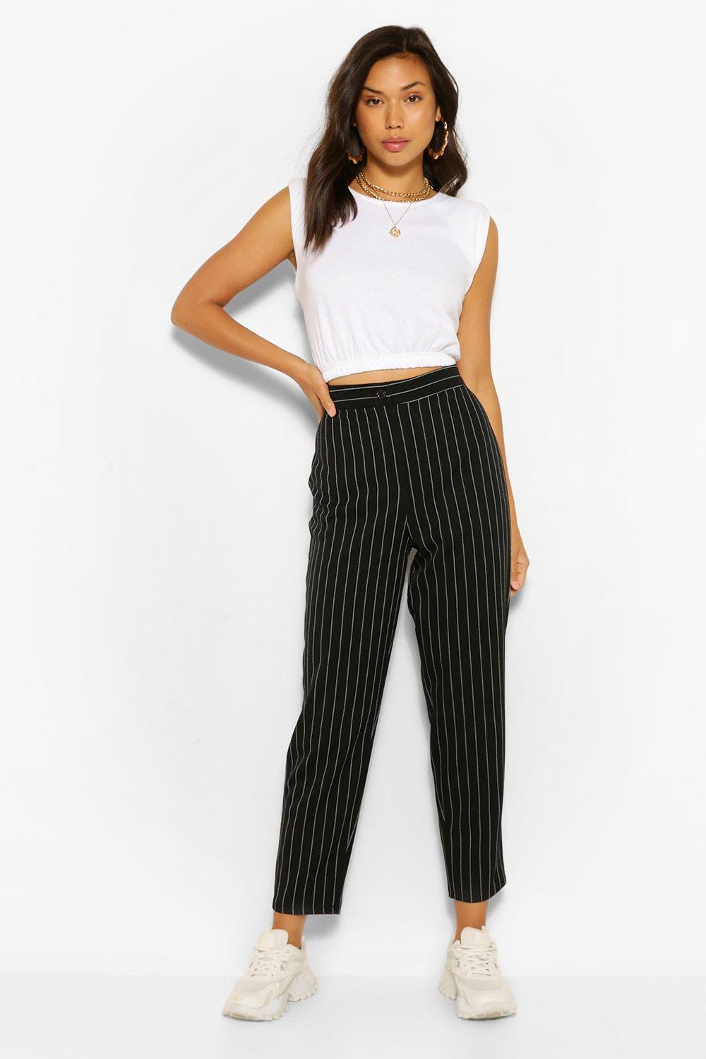 Pinstripe Tapered Woven Trousers