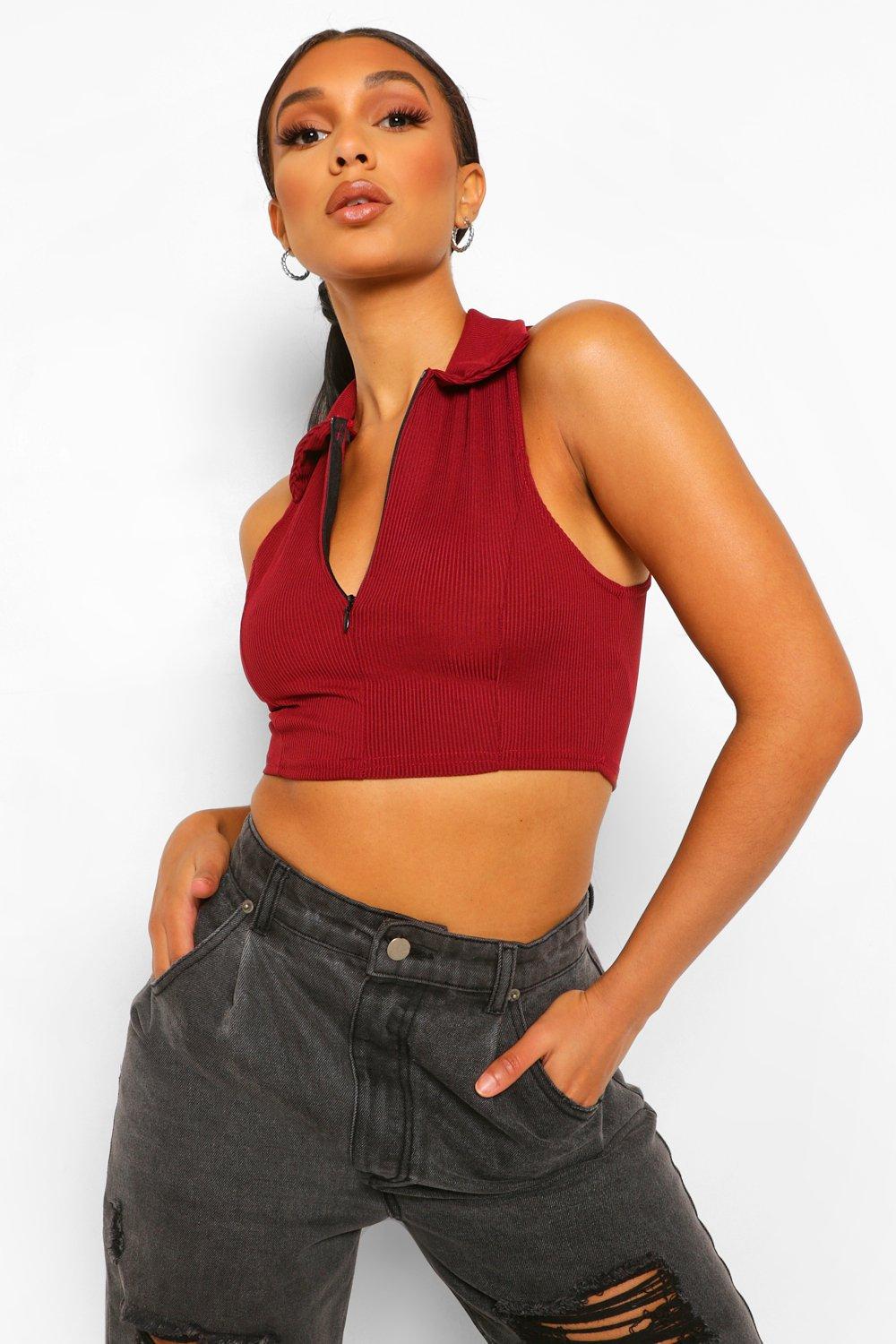 Zip up racer top deals