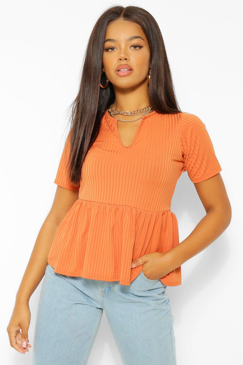 burnt orange peplum top