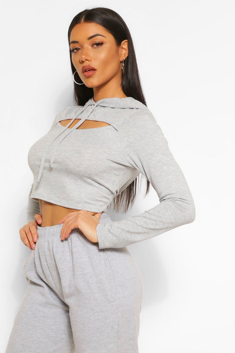 Cut crop 2024 top hoodie