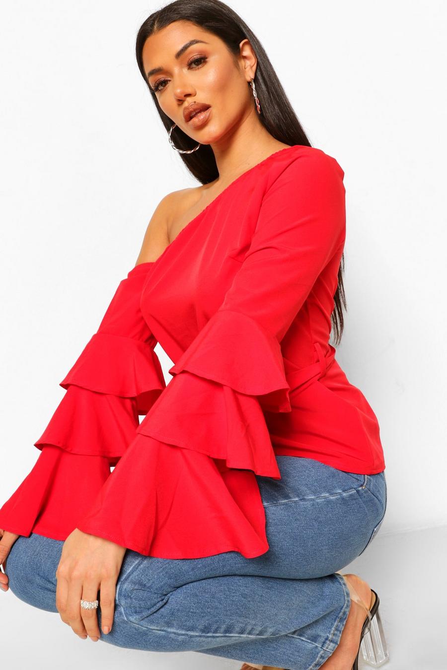 Woven off The Shoulder Ruffle Top image number 1