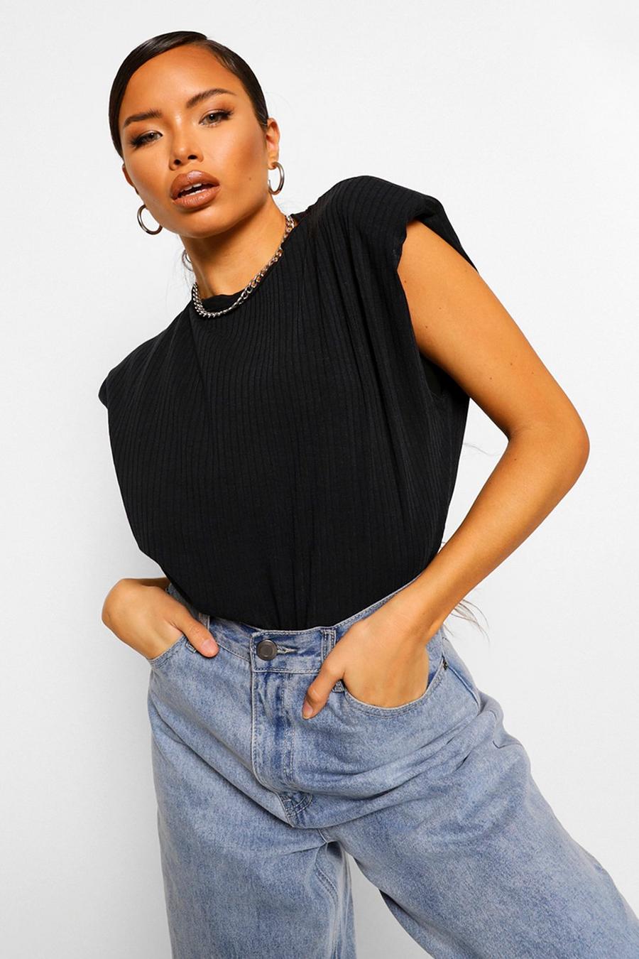 Ribbed Shoulder Pad T Shirt image number 1