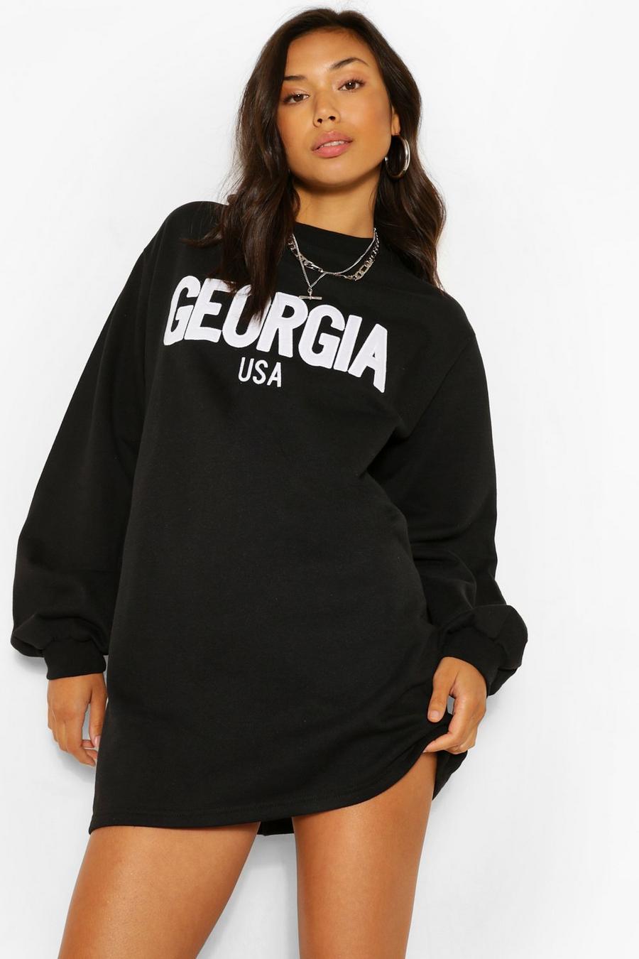 Black Georgia Applique Slogan Sweater Dress image number 1