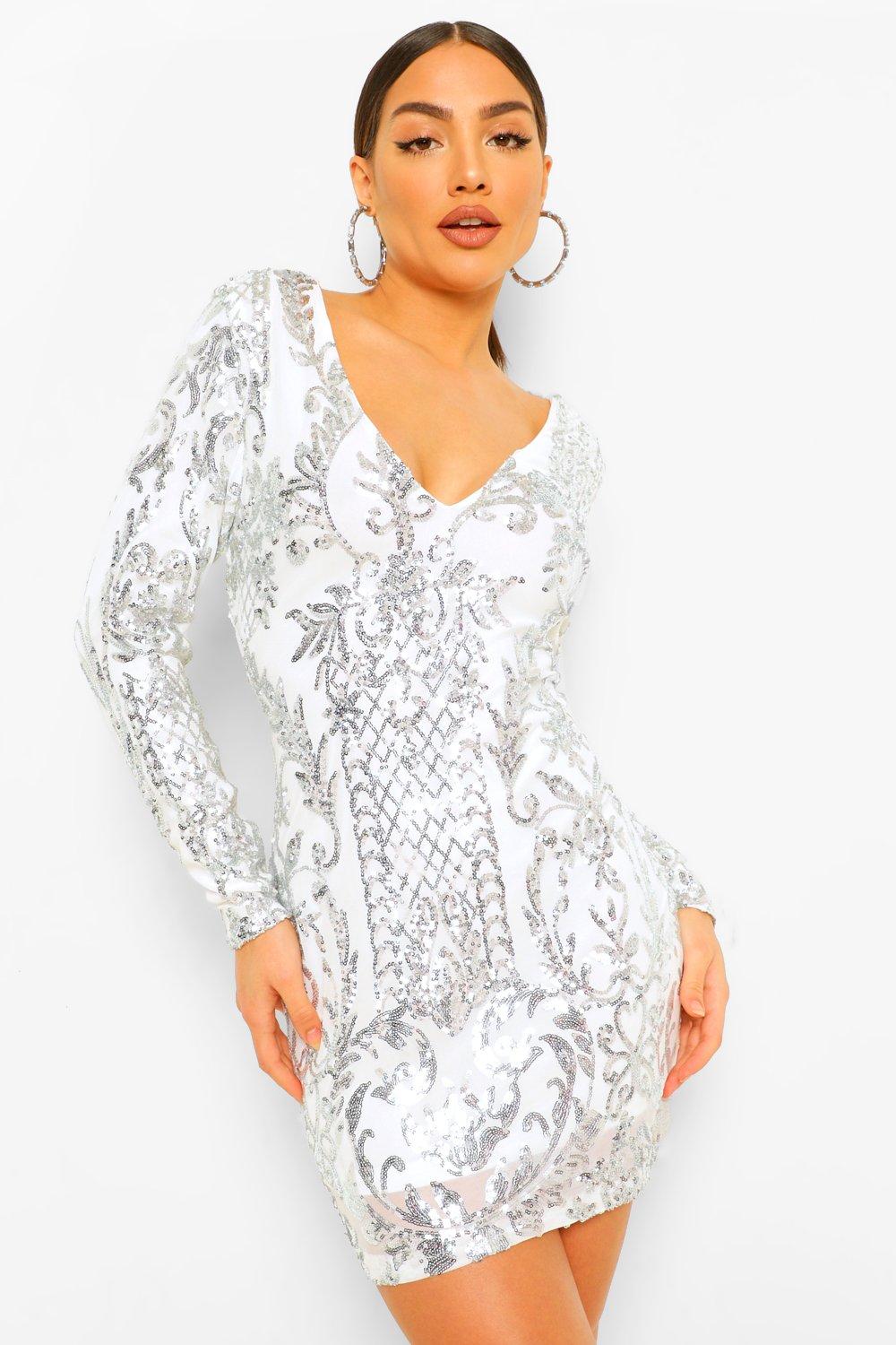 long sleeve sparkle mini dress