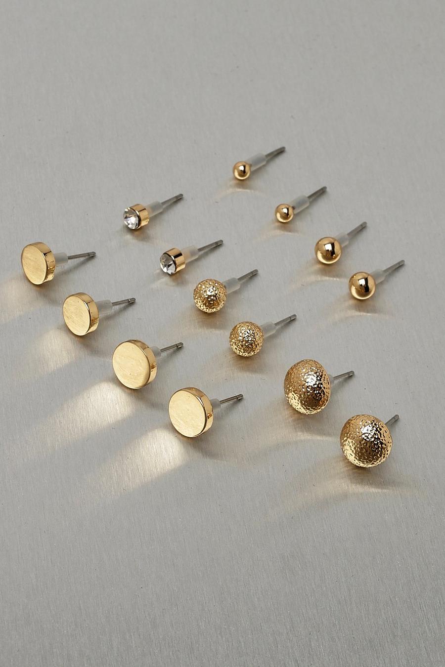 Confezione multipla di orecchini a bottone in metallo , Oro image number 1