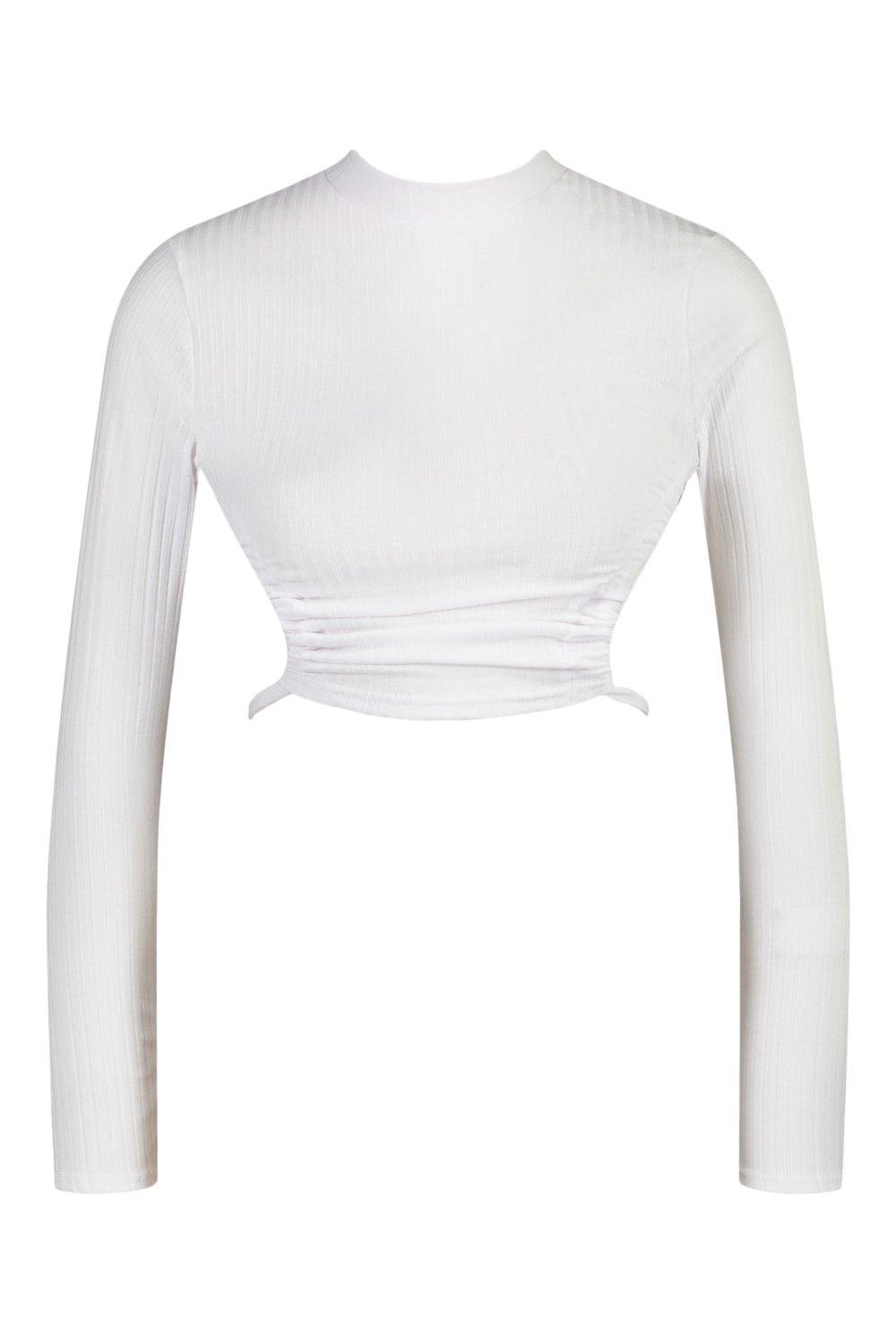 Soft Rib Ruched Backless Crop Top