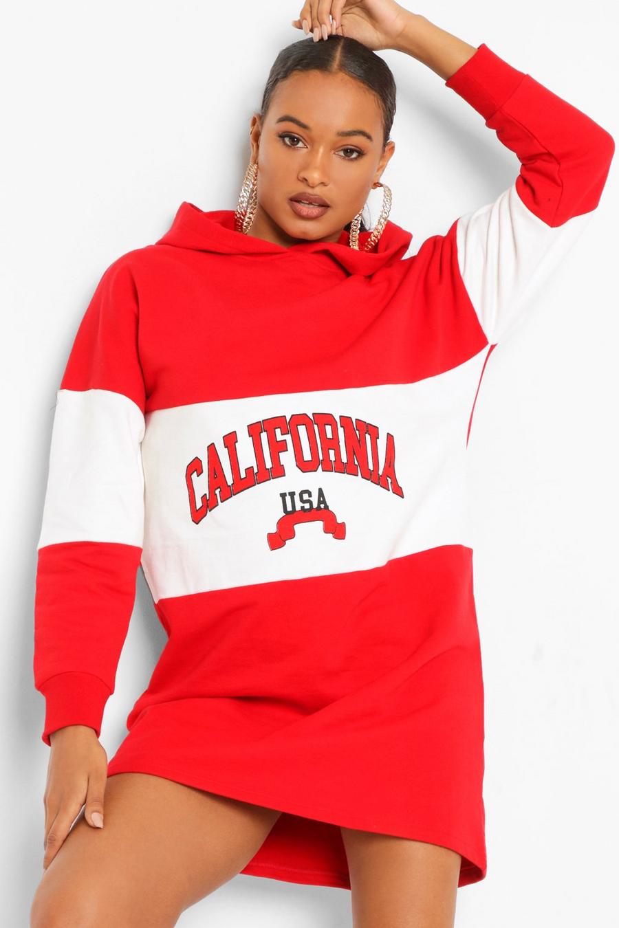 California Colour Block Sweatshirt Jurk Met Capuchon image number 1