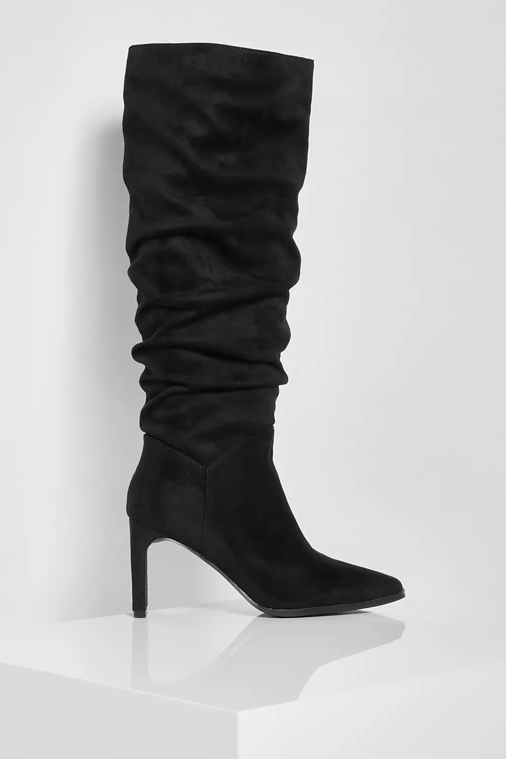 Flat Heel Slouched Knee High Boots