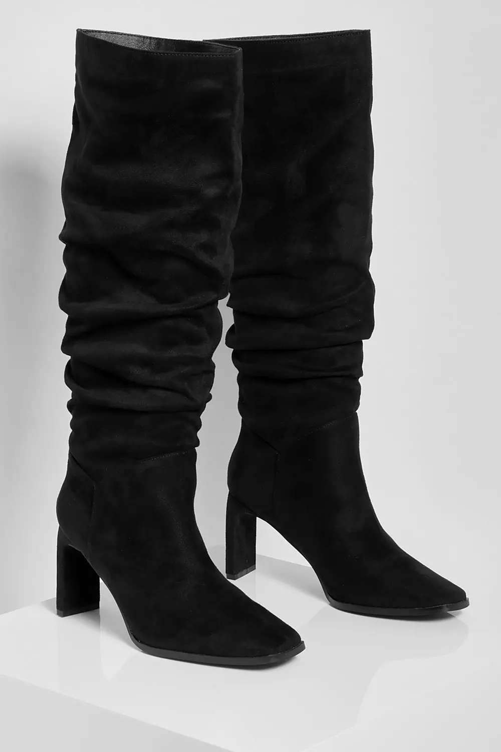 Flat Heel Slouched Knee High Boots