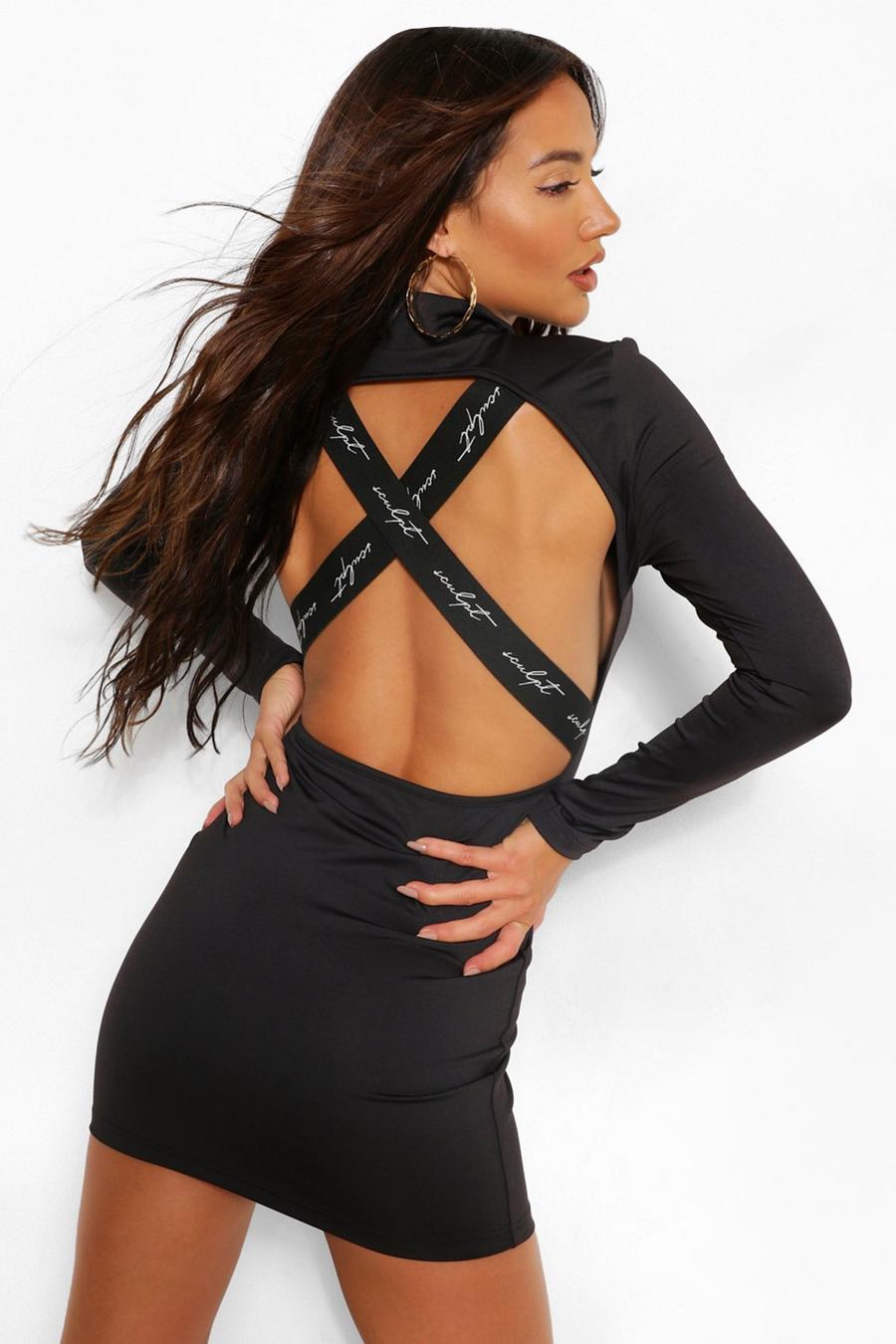 Formendes hochgeschlossenes Bodycon-Kleid mit elastischem Band image number 1