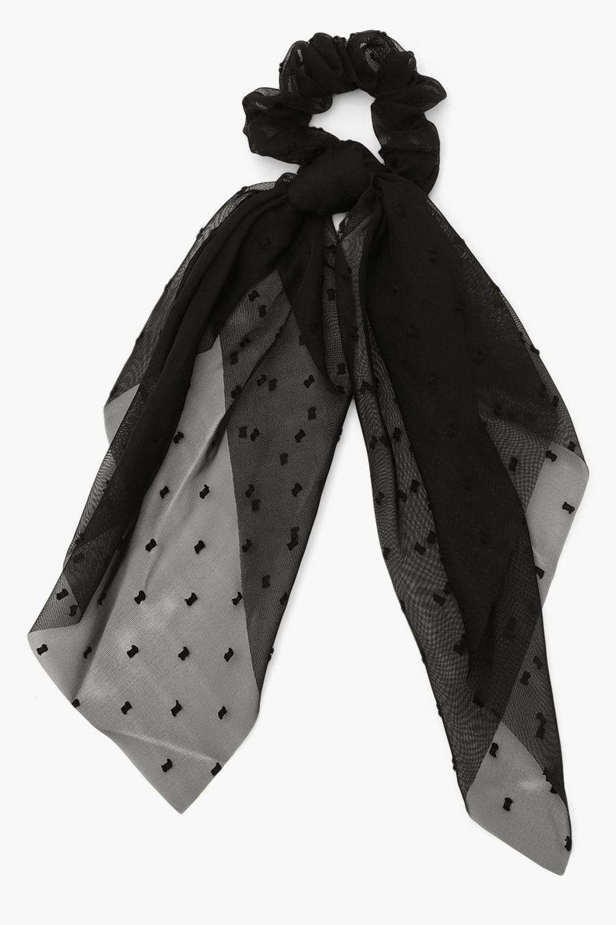 Black Dobby Scarf Style Scrunchie image number 1