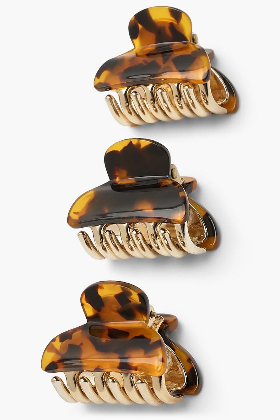 Brown 3 Pack Tort Claw Hair Clip image number 1