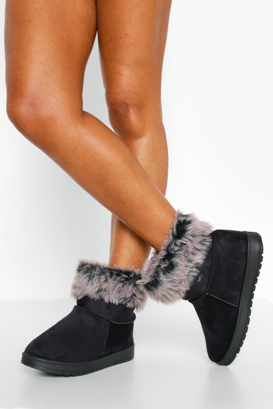 Black Cozy Ankle Boots image number 1