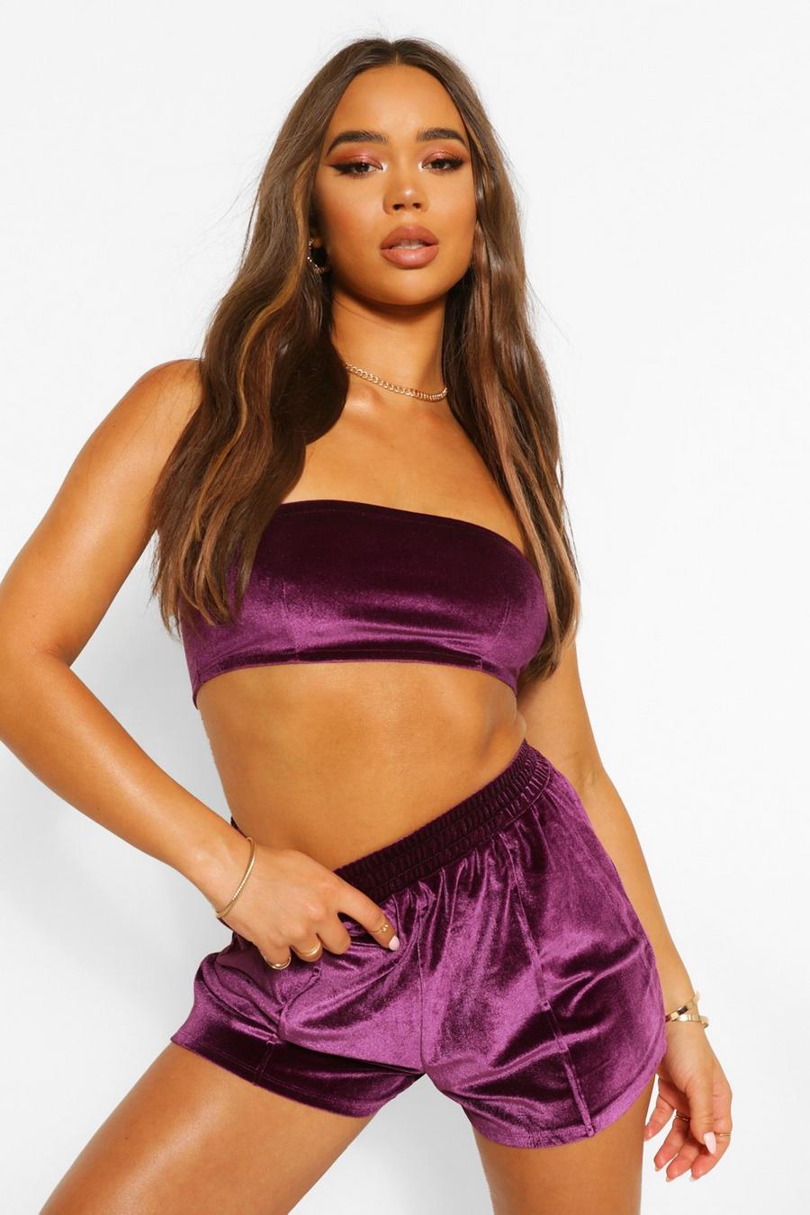 Purple Velour Tube Top image number 1