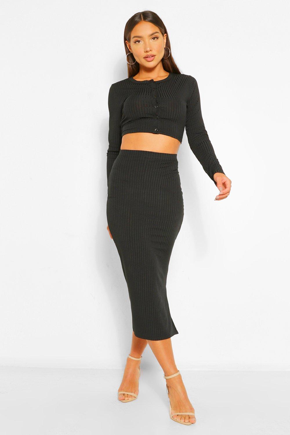 black midi skirt co ord