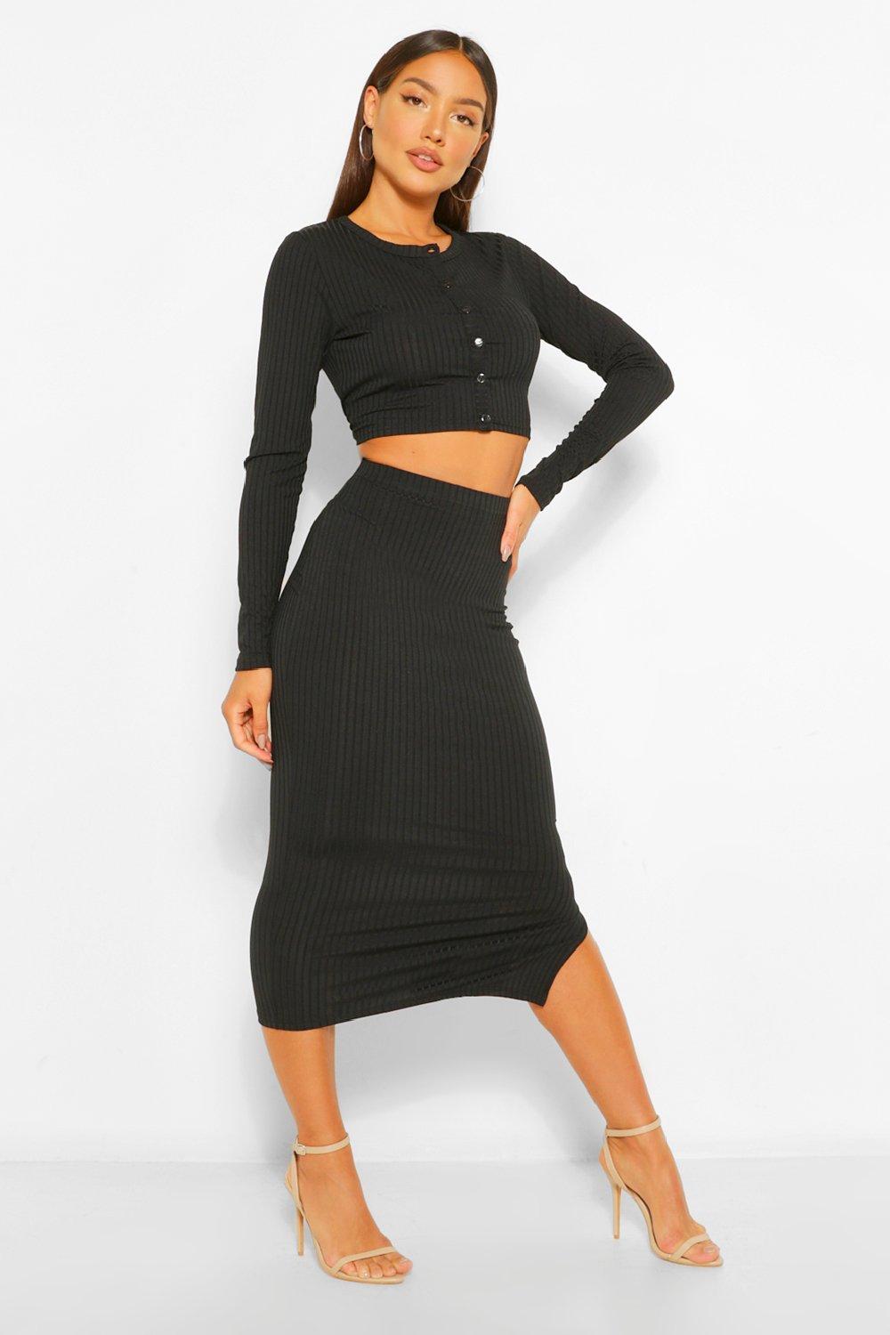 Ribbed midi sale skirt co ord