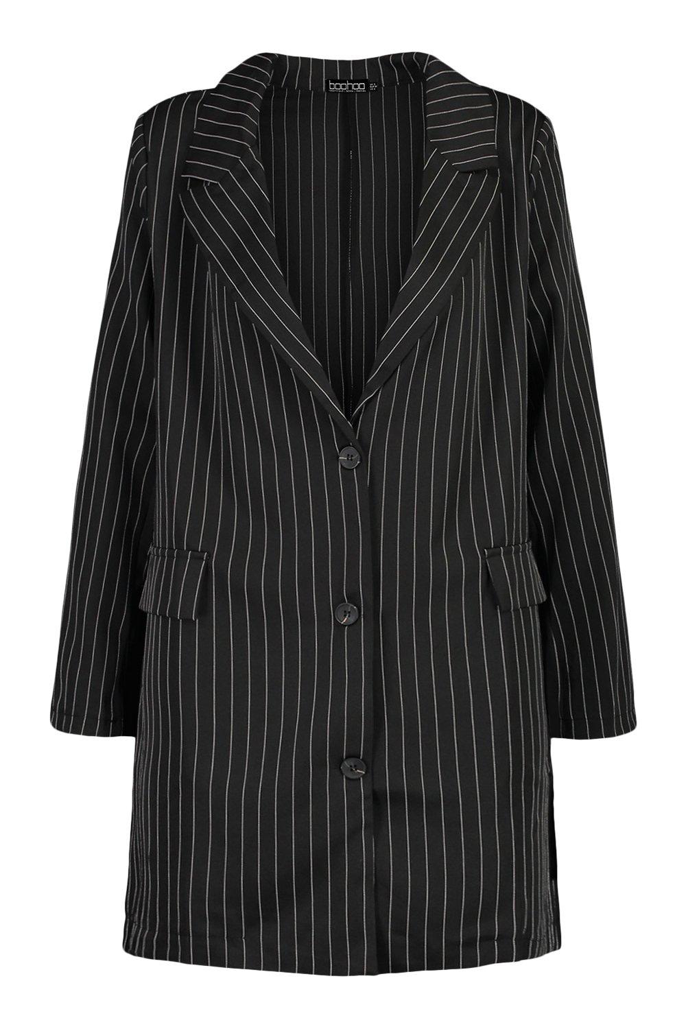 Black and white striped blazer dress best sale