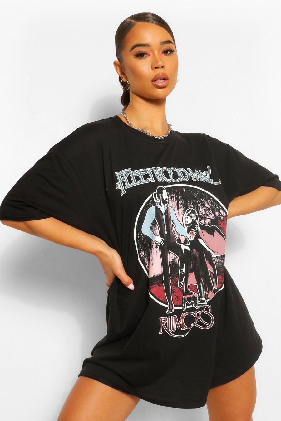 Black "Fleetwood Mac" T-shirtklänning image number 1