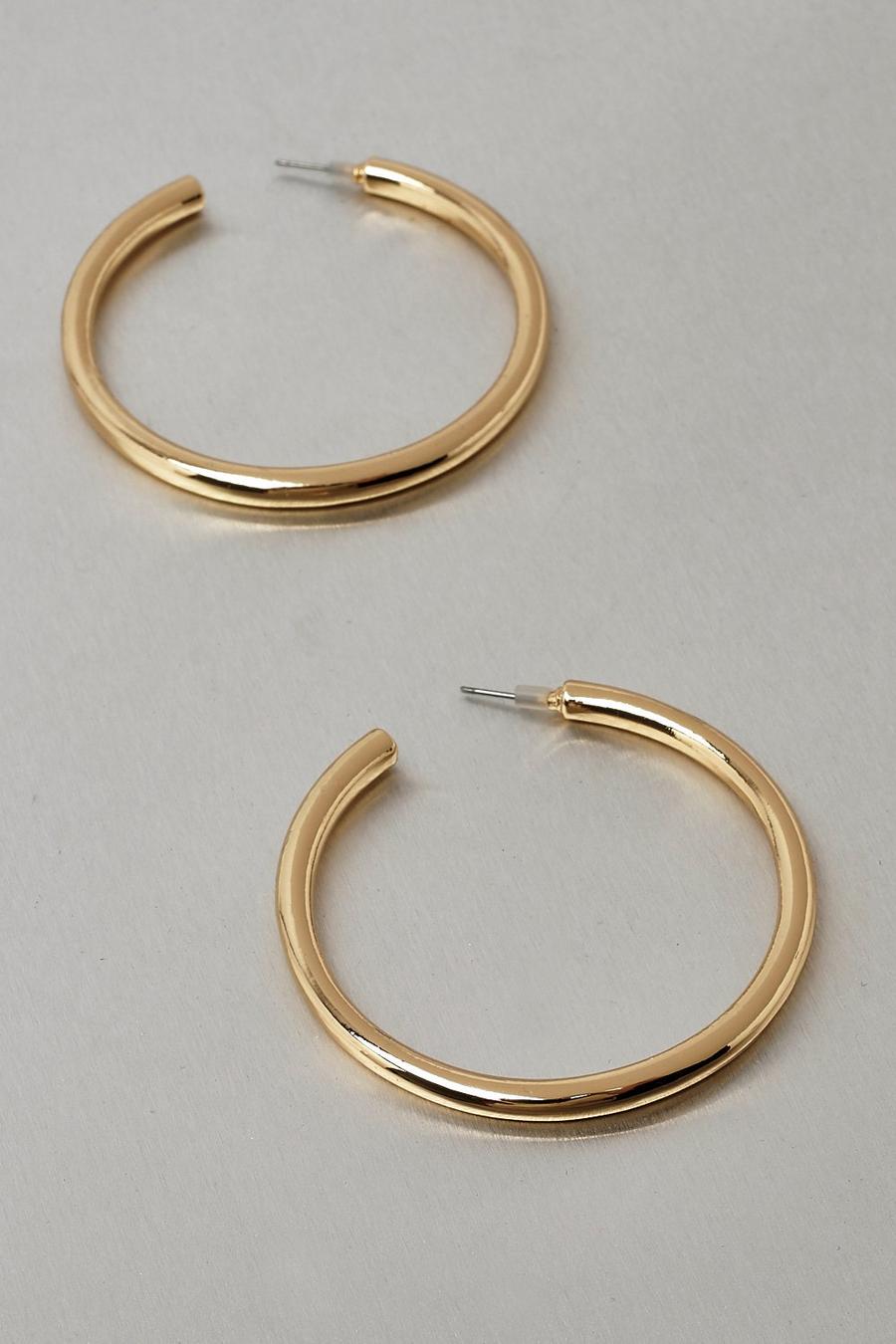 Gold Metal 6cm Chunky Hoop Earring image number 1