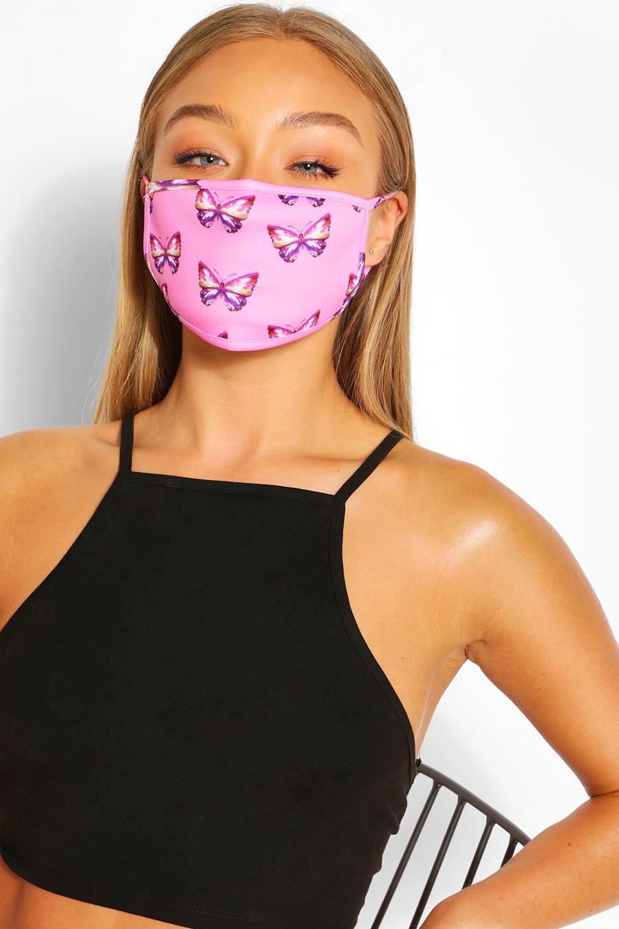 Pink Butterfly Fashion Face Mask image number 1
