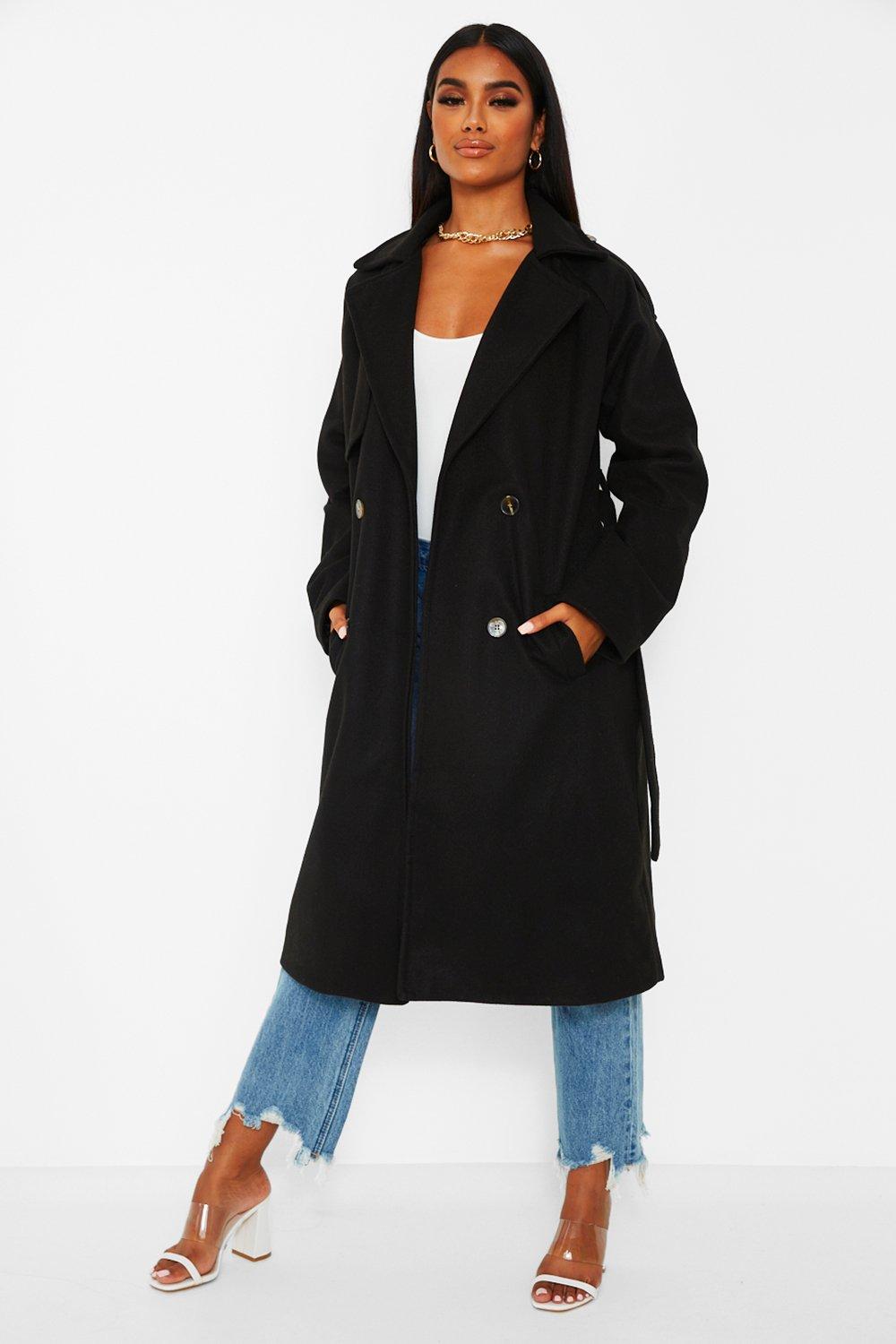 Belted wool store look trench