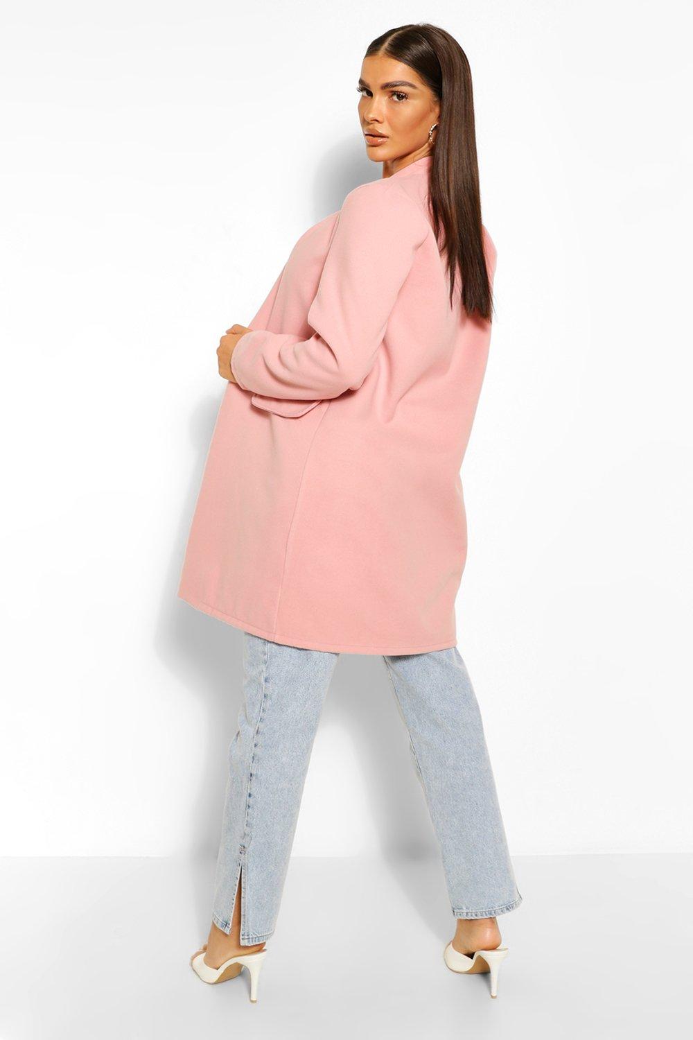 Collarless shop boyfriend coat