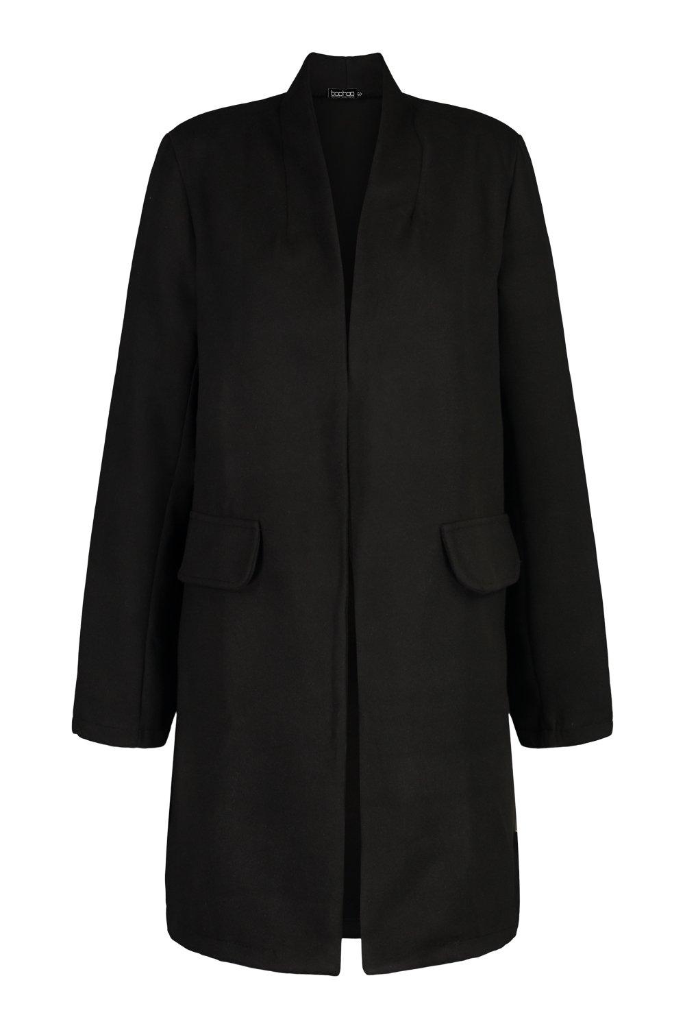 Collarless Wool Look Coat boohoo