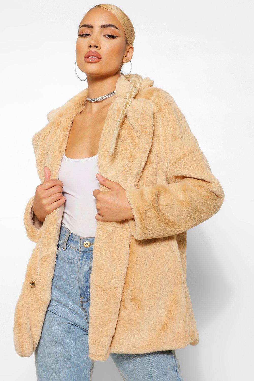 Collar Faux Fur Coat