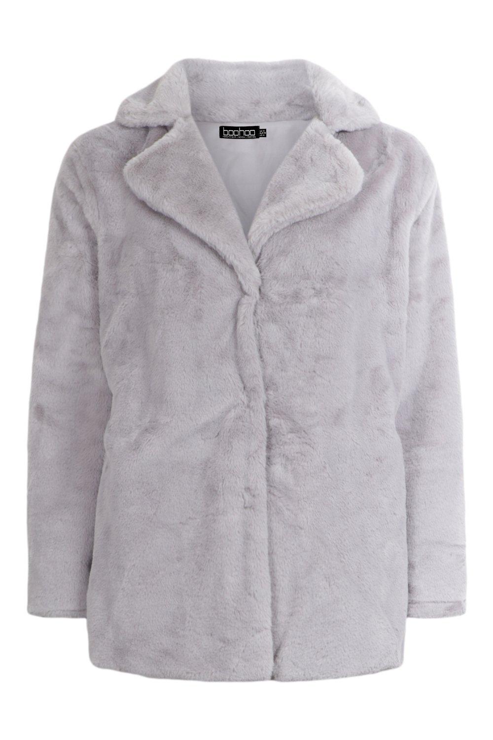 boohoo grey fur coat