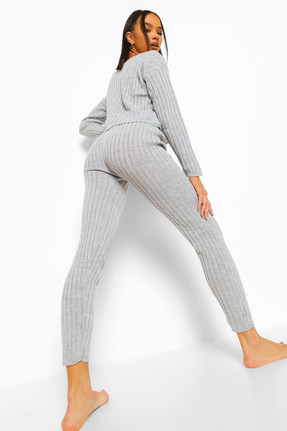 Grey ribbed 2025 knit leggings