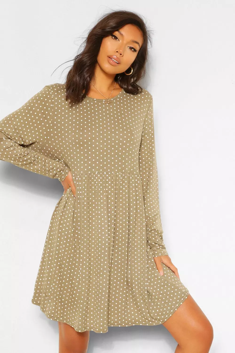 Khaki polka 2024 dot dress