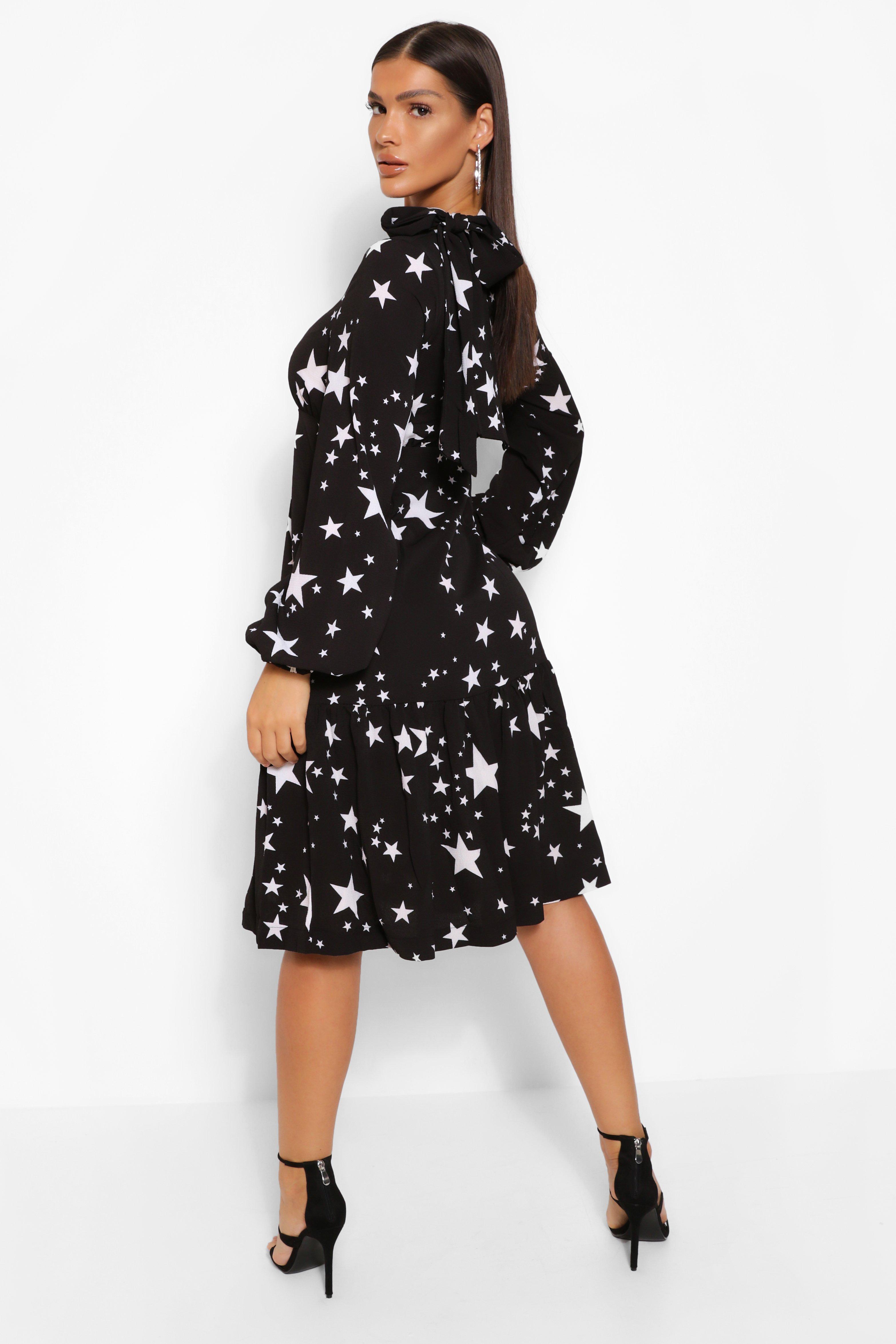 Boohoo star cheap print dress