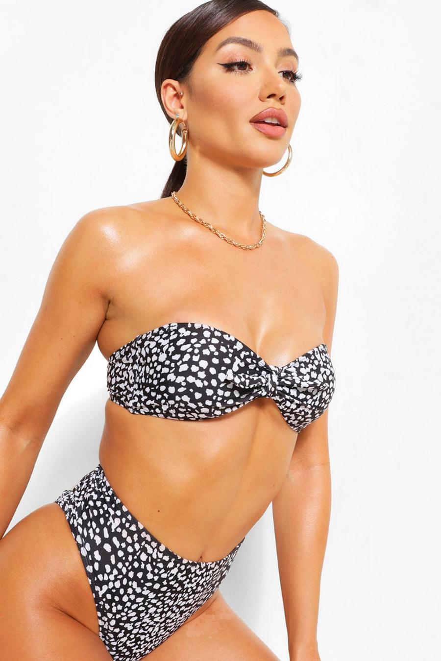 Multi Dalmatinprickig bikinitopp med knytdetalj fram image number 1