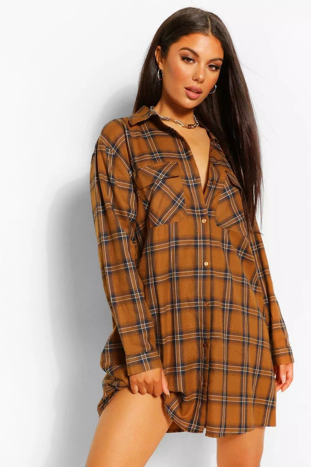 Check print 2025 shirt dress