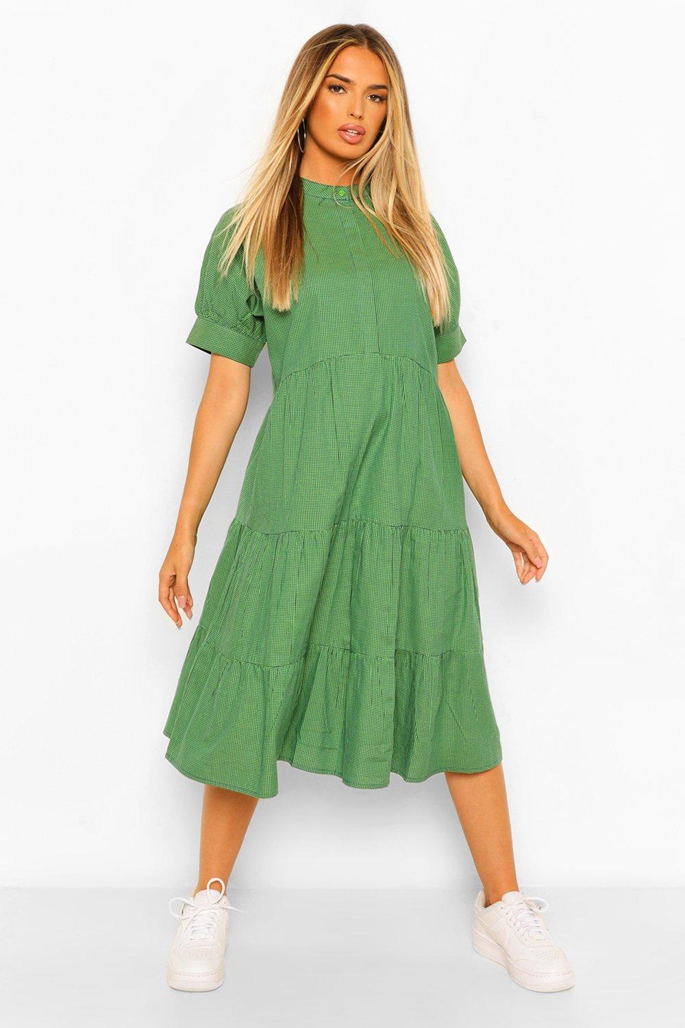 Tiered midi cheap dress with sleeves