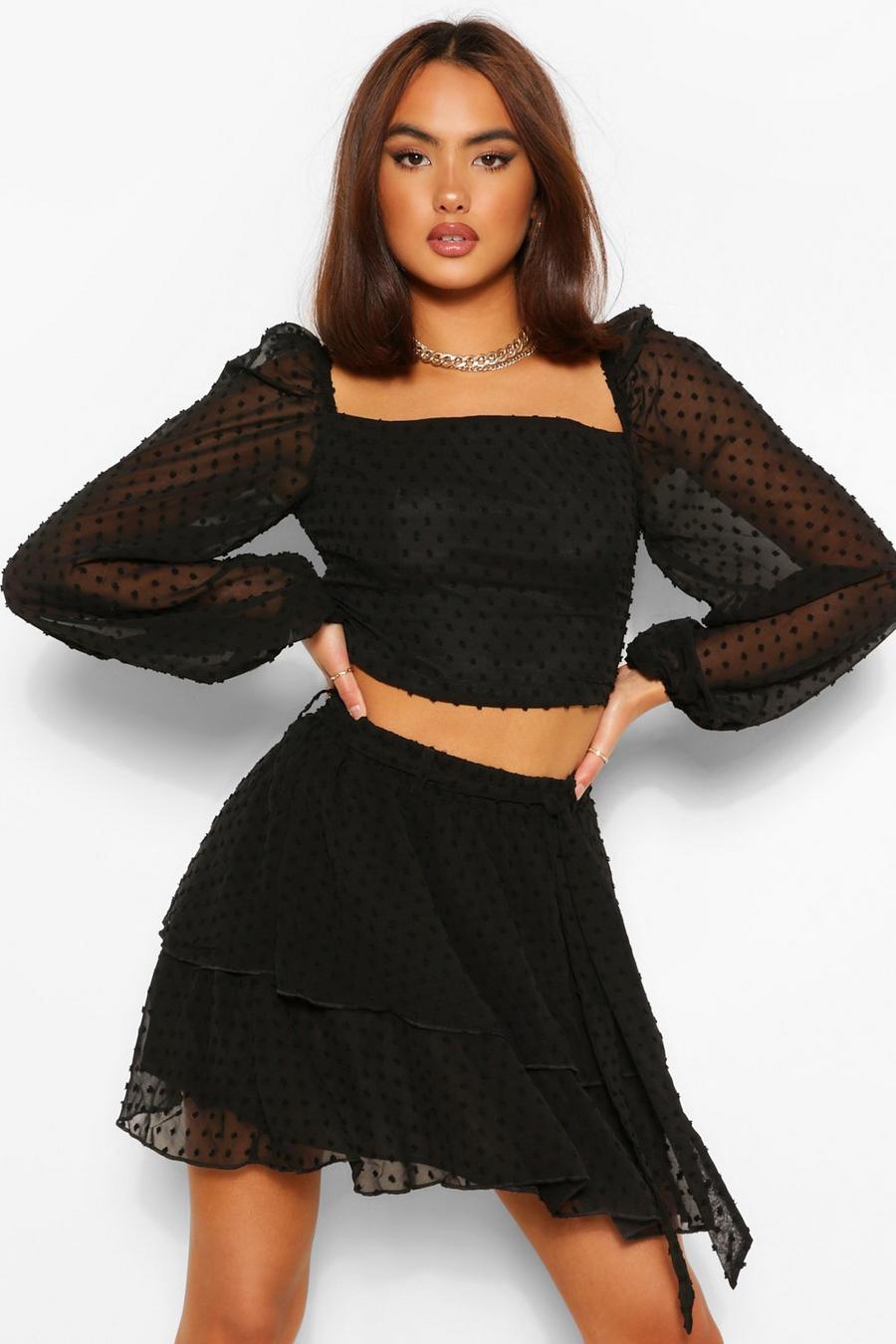 Dobby Mesh Blouson Sleeve Co-ord Top image number 1