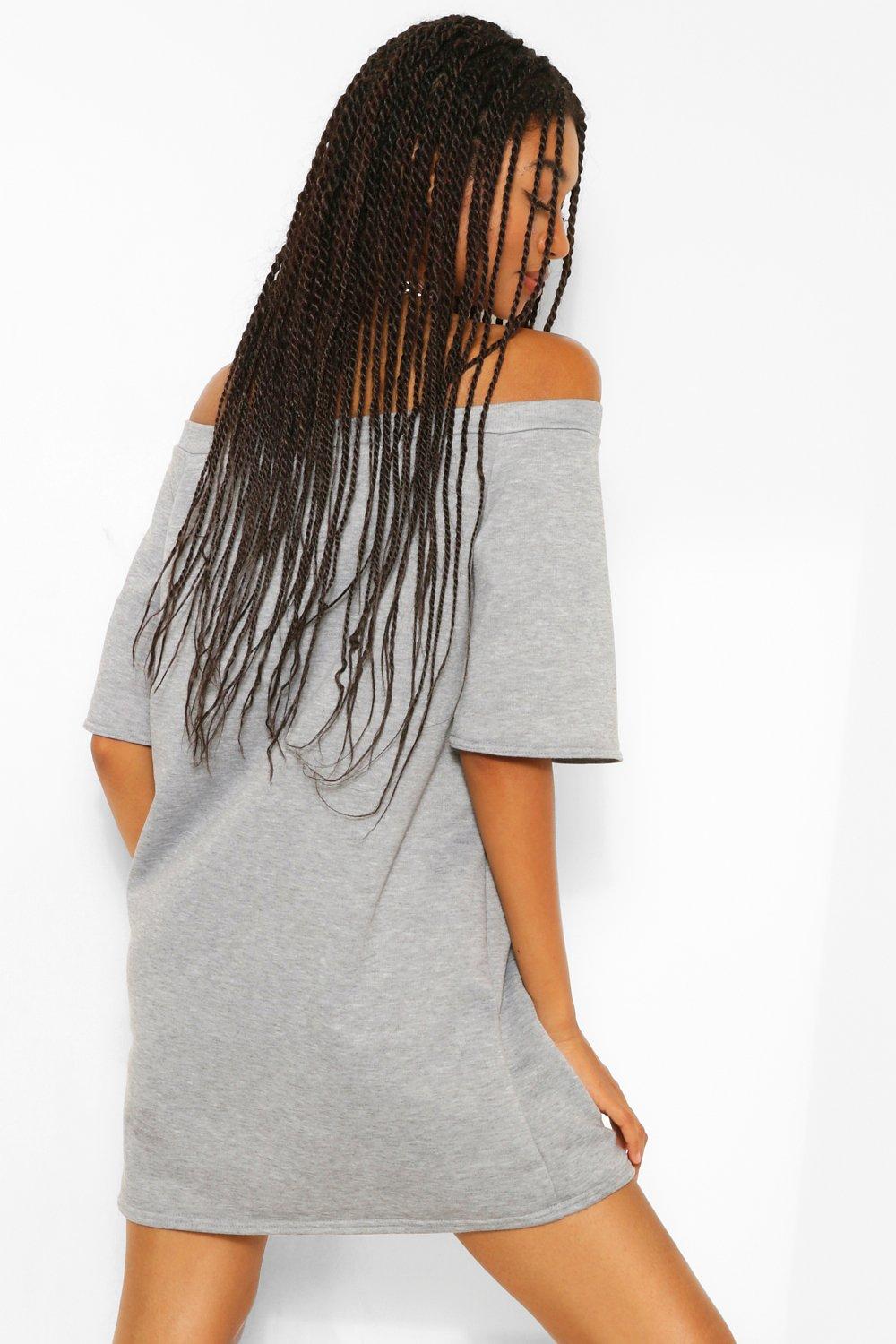 Off the cheap shoulder sweatshirt dress