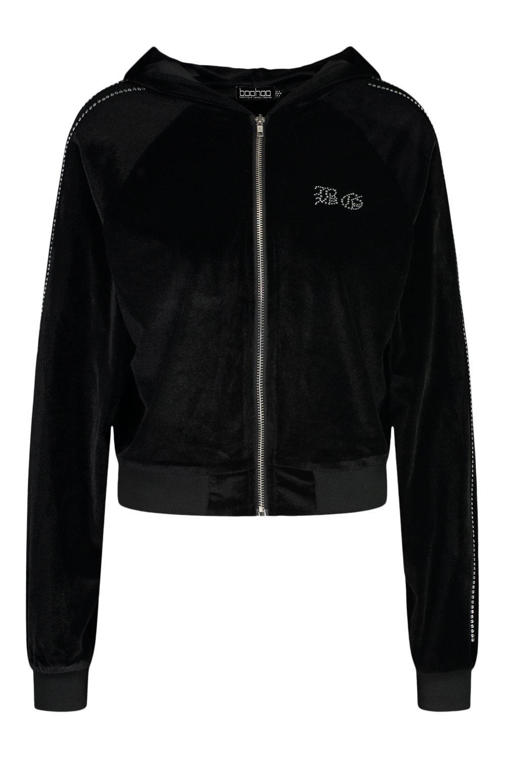 Diamante zip up hoodie hotsell