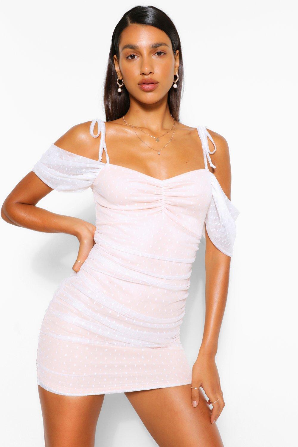 Angel Sleeve Gathered Mini Dress