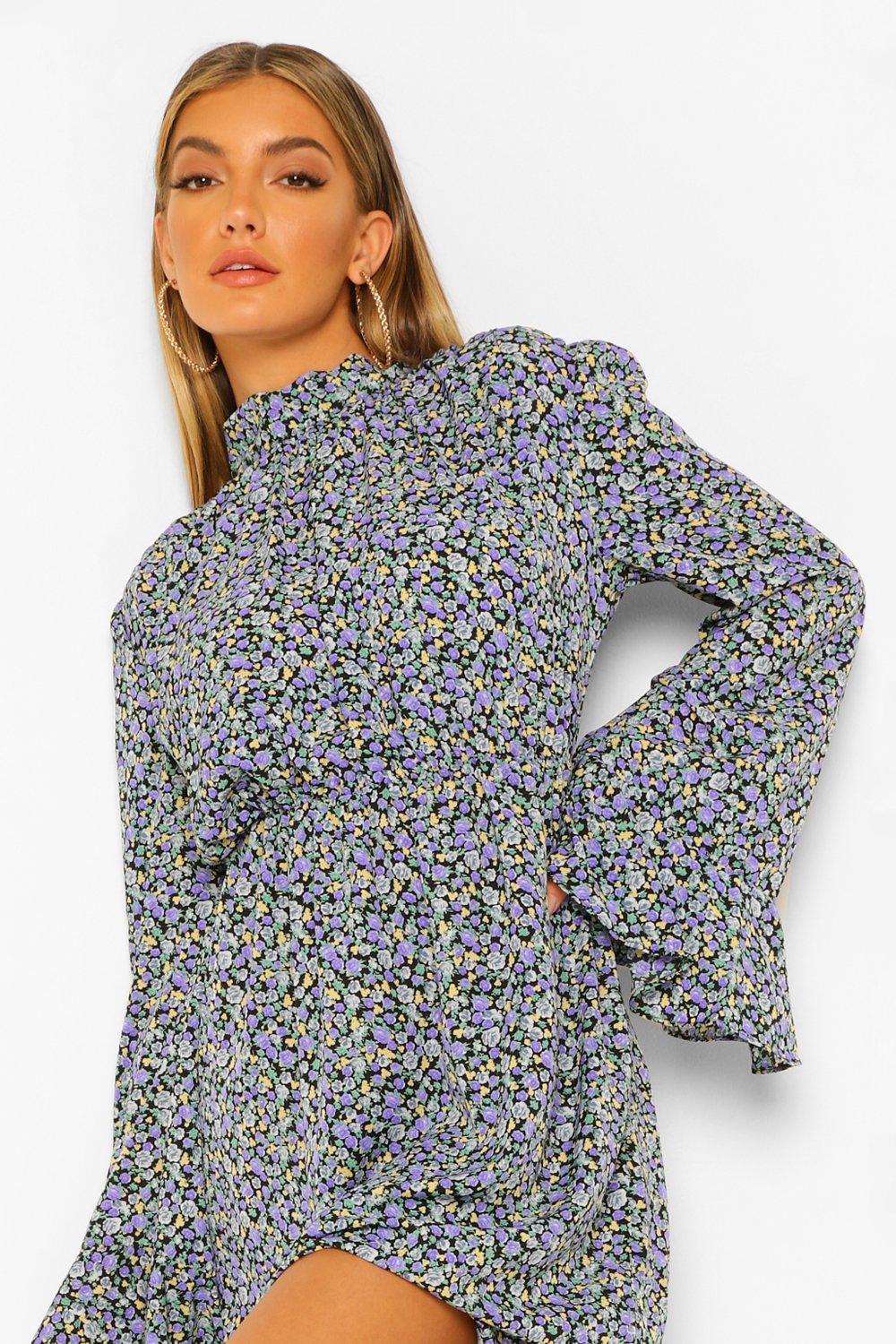 Robe fleurie col montant hotsell
