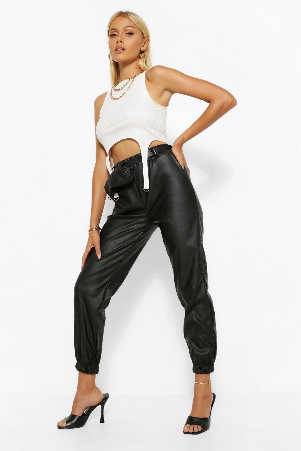 boohoo leather joggers