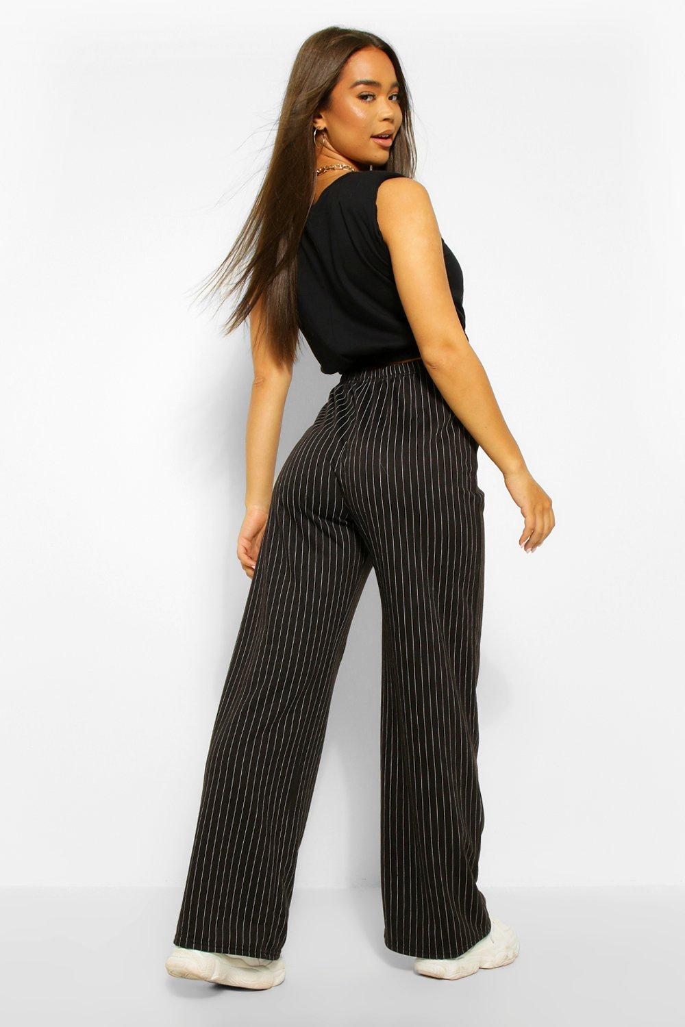 Wide Leg Pinstripe Joggers