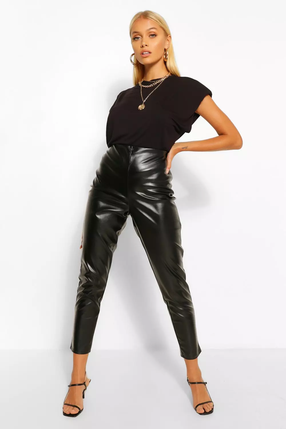 Stretch leather clearance trousers