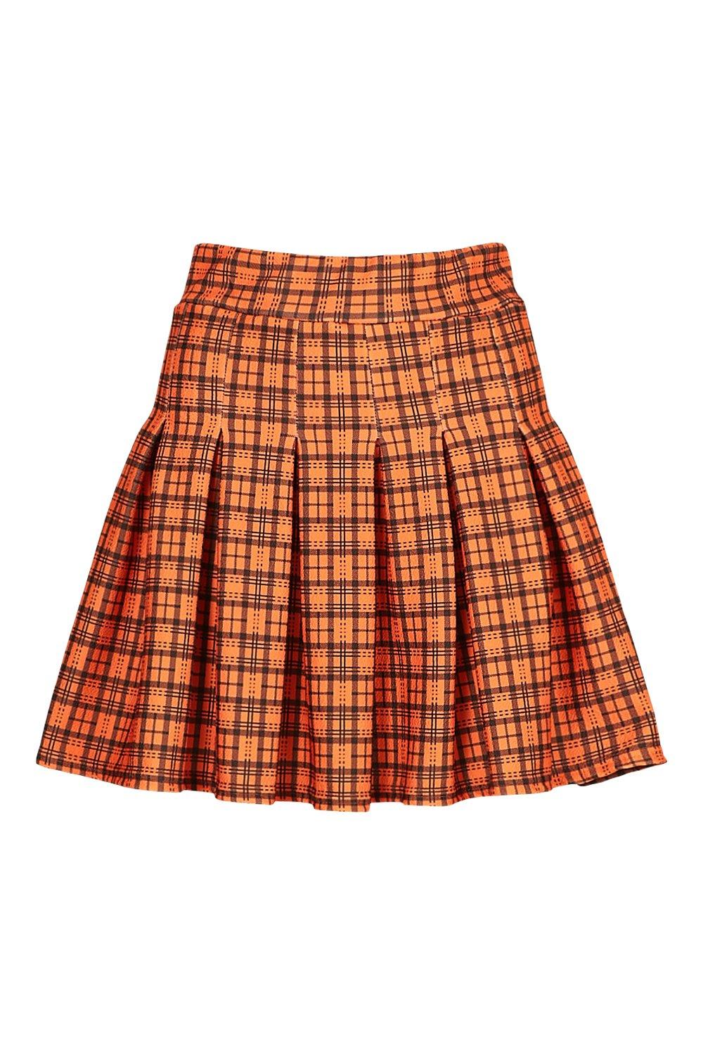 Boohoo pleated mini outlet skirt in yellow check