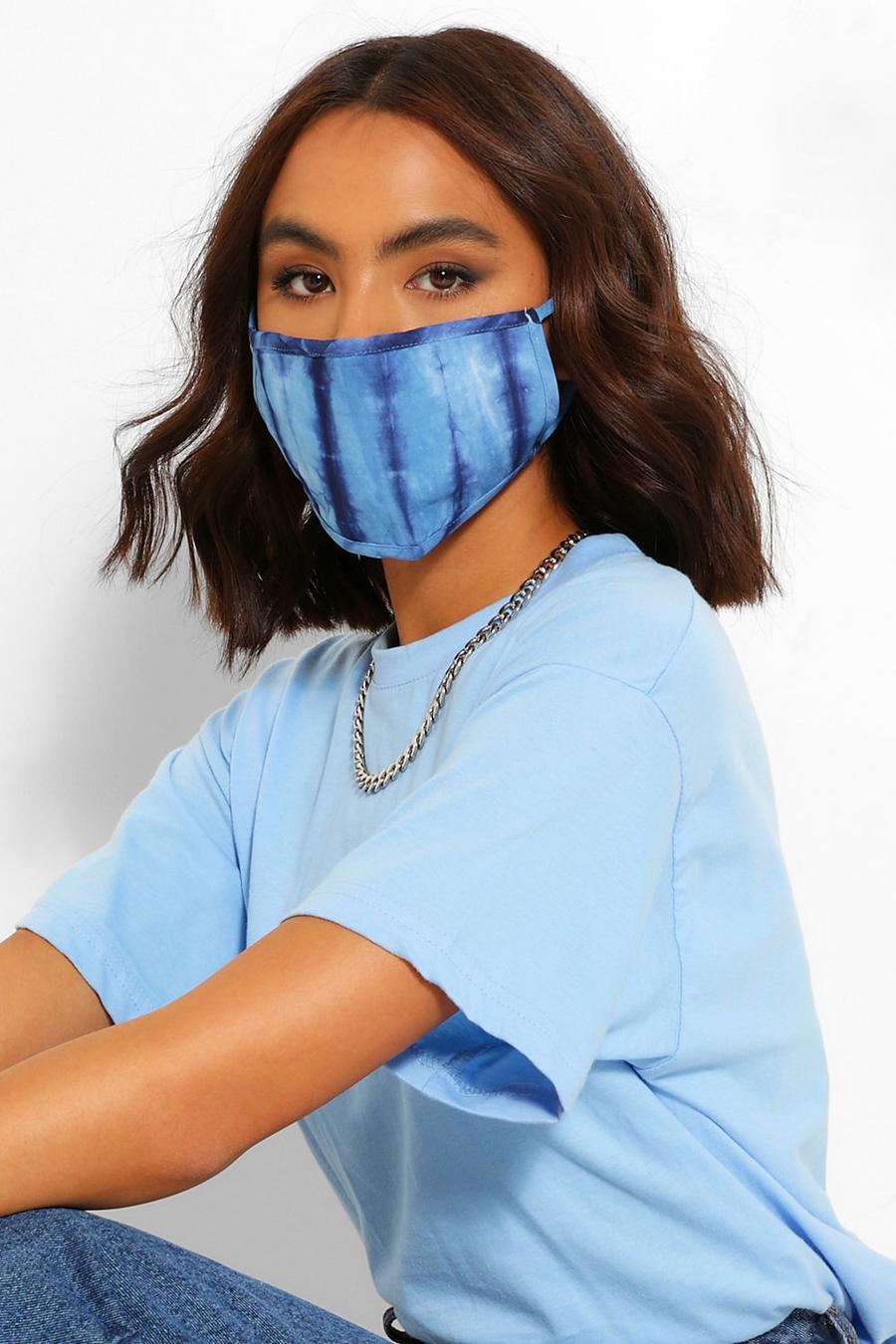 Blue blå Tie Dye Fashion Face Mask image number 1
