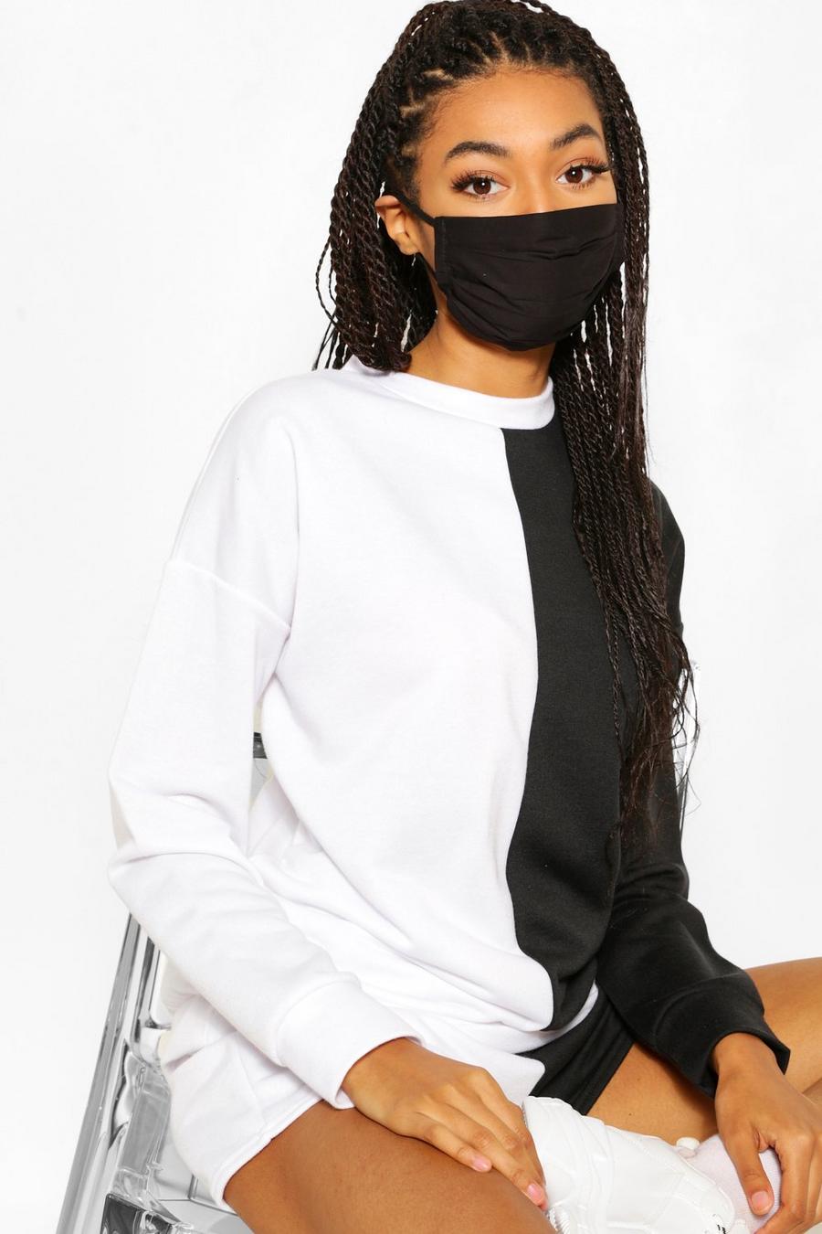 3er-Pack plissierte Fashion-Gesichtsmasken aus Baumwolle , Schwarz image number 1
