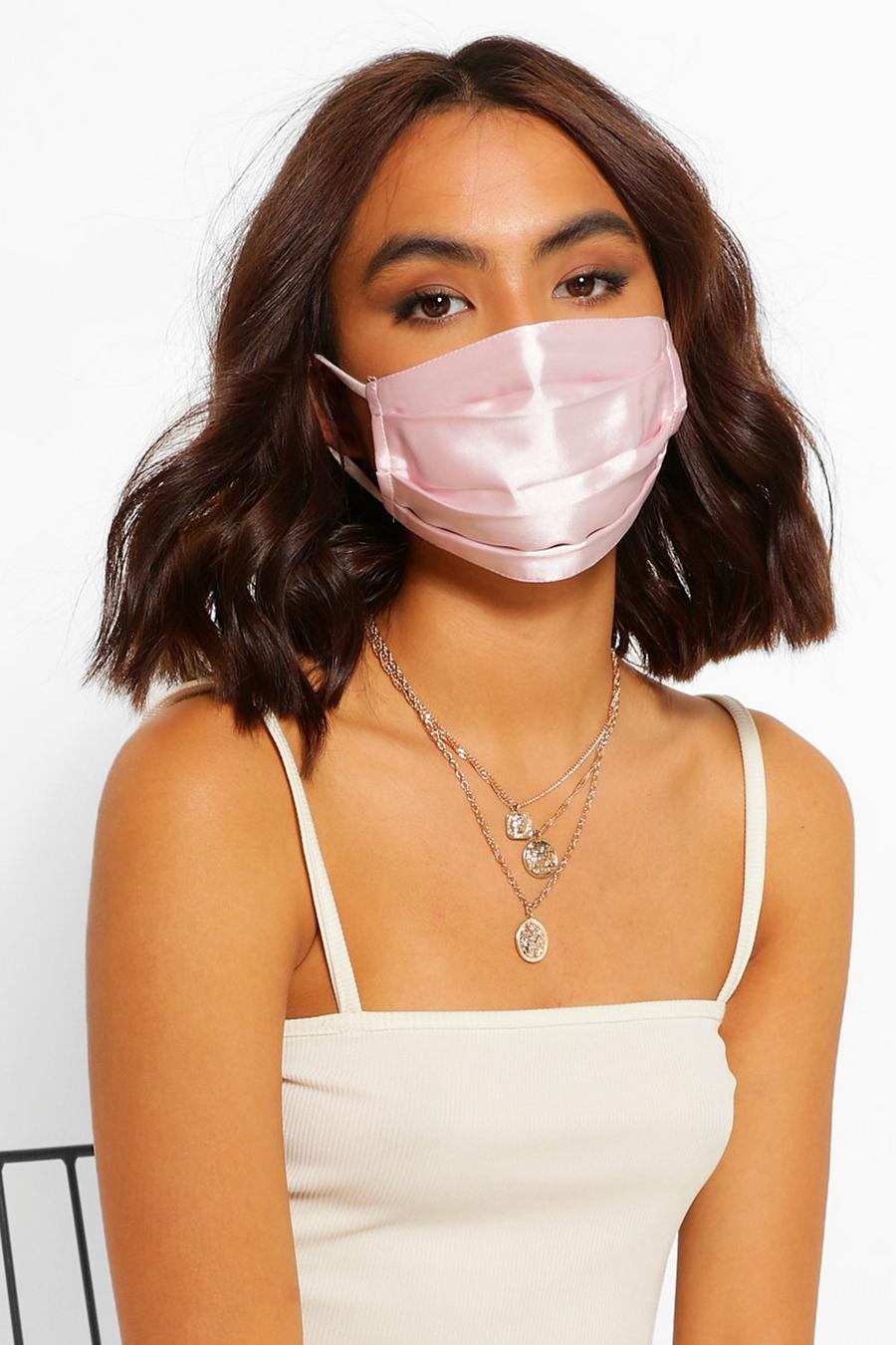 Pink Satin Pleated Fashion Face Mask image number 1