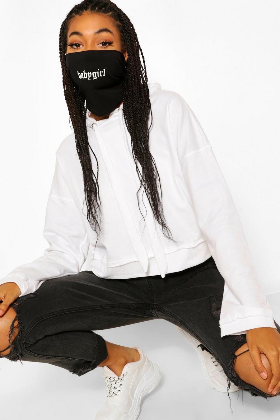 Fashion-Gesichtsbedeckung mit Loop-Schal und Babygirl-Motiv , Schwarz image number 1