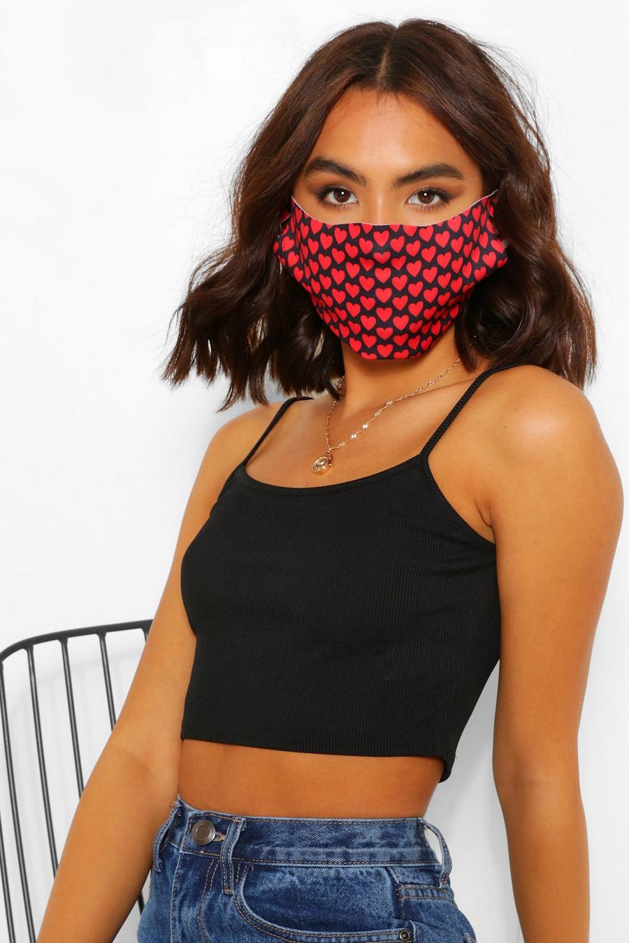 Red Mini Heart Fashion Face Mask image number 1