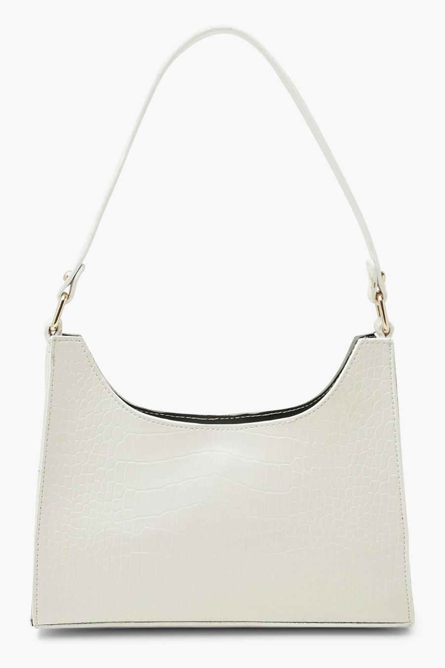 White bianco Croc Structured Shoulder Bag image number 1